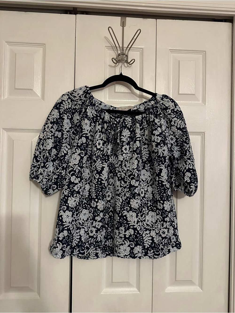 LOFT navy Floral Top